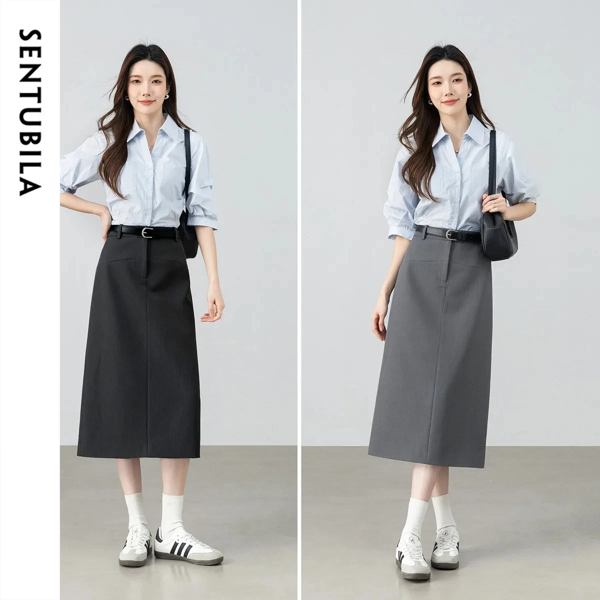 SENTUBILA Women's Commuter Office Lady Skirt Slimming Midi Straight Skirts 2026 Summer Elegant Outerwear Female 162QF6659