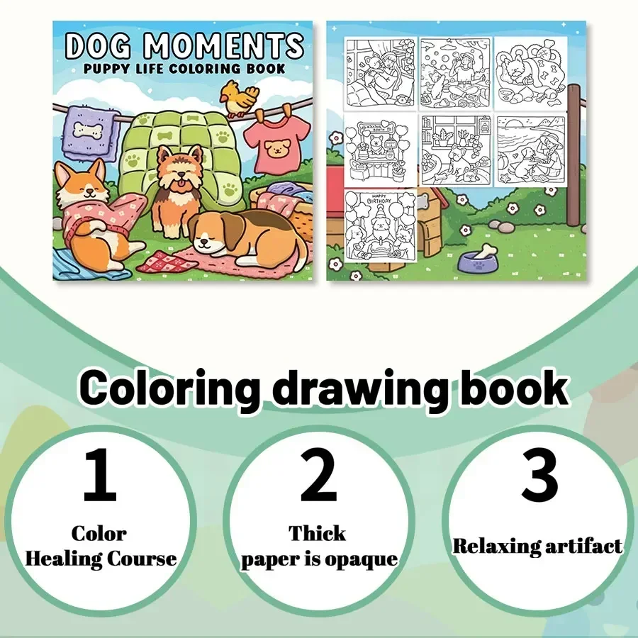 "تشكيلة كتب التلوين الممتعة: بما في ذلك "لحظات الكلب" والرسوم التوضيحية اللطيفة. مثالية للأطفال والكبار لإنقاذ الإبداع