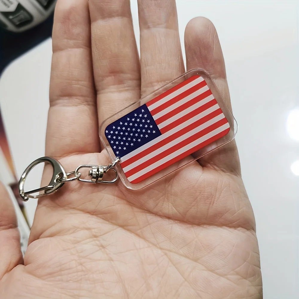 

2D Flat, 2D Flat Plane 2D Flat Plane A 2D Flat 1pc American Flag Keychain with a Key Ring. Made of Thick Acrylic Material, Featuring Smooth Edges from Printing and Laser Cutting. The Main Body Has a Thickness of 0.12inch and a Total Length