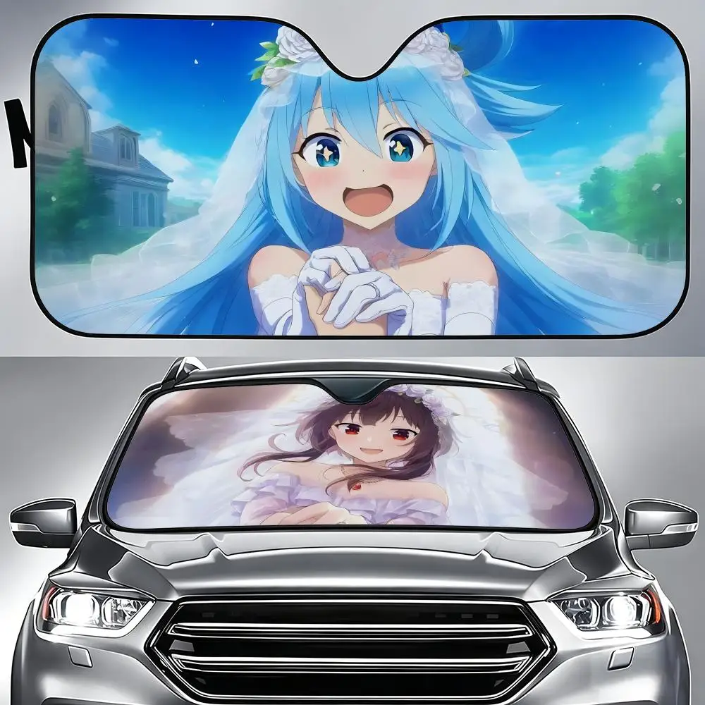 

Anime KGBOTWW! Sun Visor Aluminum Foil Windshield Sunshade, UV Protection Heat Insulation Reusable