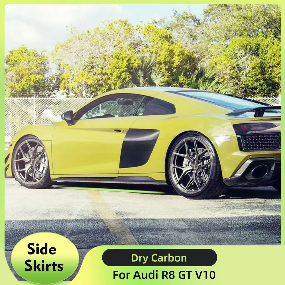 Dry Carbon Car Side Skirts Extension Apron Lip for Audi R8 GT V10 Coupe Convertible 2-Door 2022 2023 Auto Racing Side Skirts