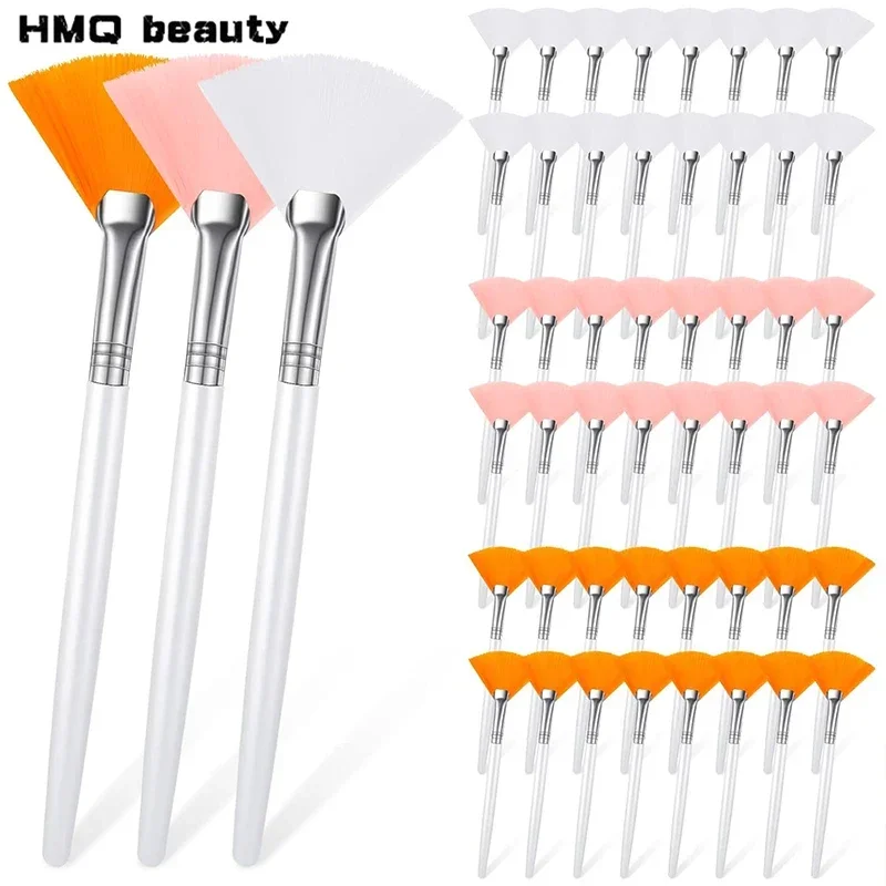 3/6/12pcs Fan Shape Facial Mask Brush Flat Head Soft Bristle Portable Face Mask Applicator Cosmetic Skin Care Tools