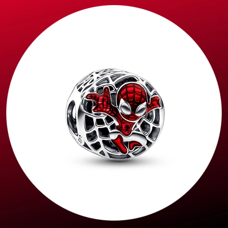 Disney-Breloques Marvel Spider Man, perle en argent regardé 100%, convient au bracelet Pandora original, super cadeau de bricolage, 925 argent regardé