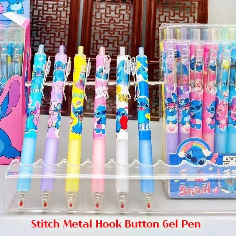 Disney Stitch Gel Pen Cartoon Press Black Water Ink 0.5mm Student Stationery Writing Supplies Gel Pen Learning Prizes Stich