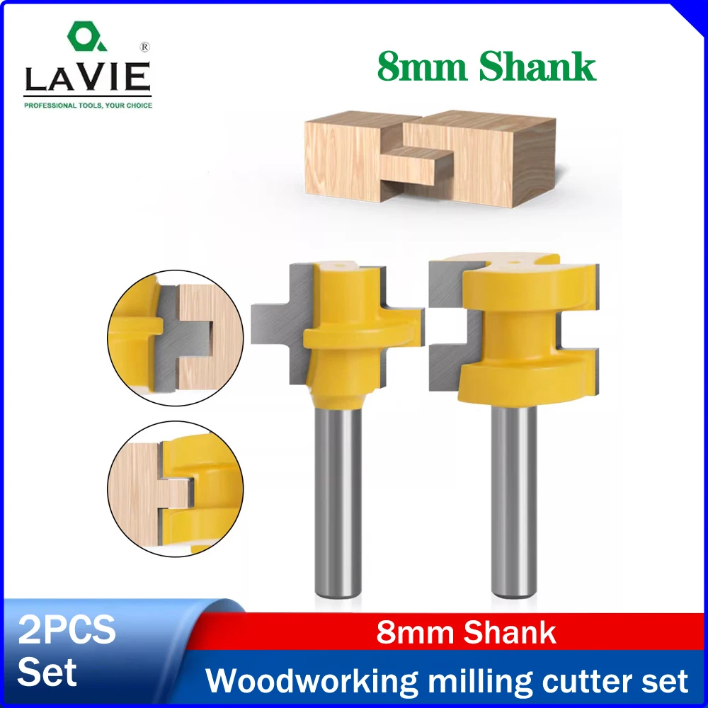 

LAVIE 2pcs 8MM Shank Imported Technology Square Tooth Wood Router Bit for Flooring and Joinery