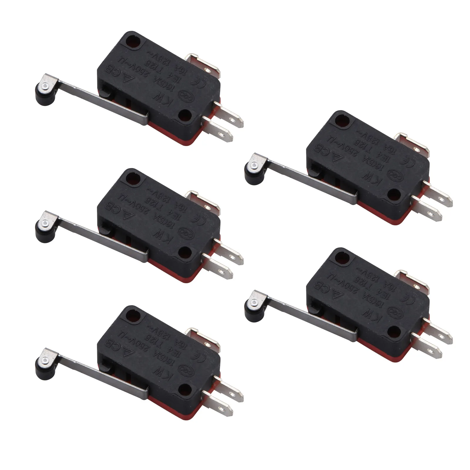 5Pcs/Set V-156-1C25 Stroke Limit Microwave Oven Door Micro Switch Hinge Roller Hinge Lever Momentary Snap Action 15A 250V AC