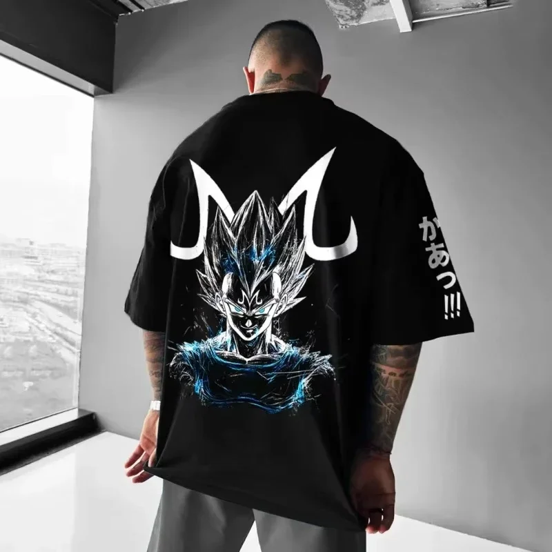 Dragon Ball Animation Sommer männer T-Shirt Harajuku Straße Graffiti Vegeta Druck Casual Lose Große Größe Eltern-kind-Top