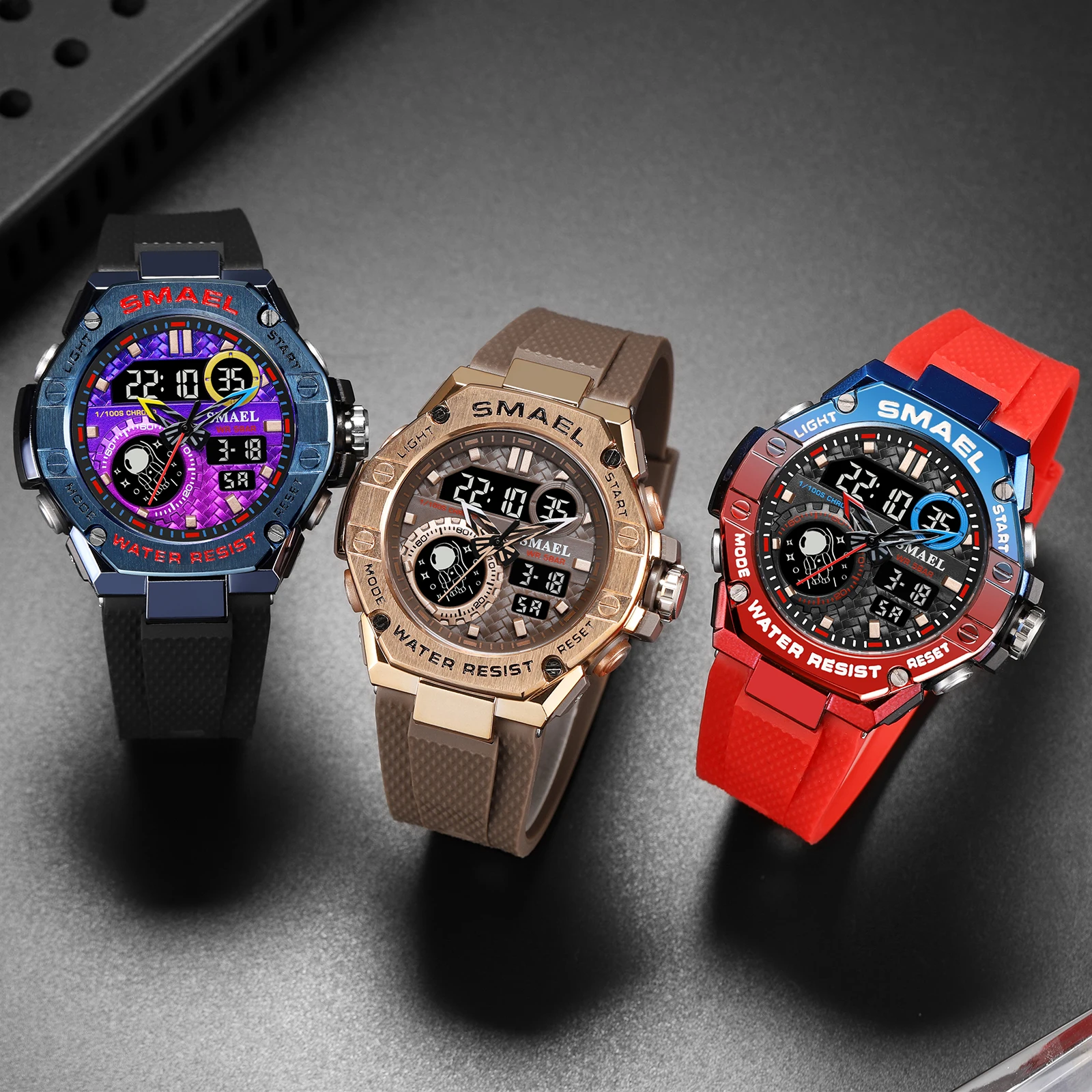 Sports Watch Men Waterproof Watches SMAEL Fashion Brand Digital Quartz Clock Stopwatch 8068 Military Army Quartz Wristwatches