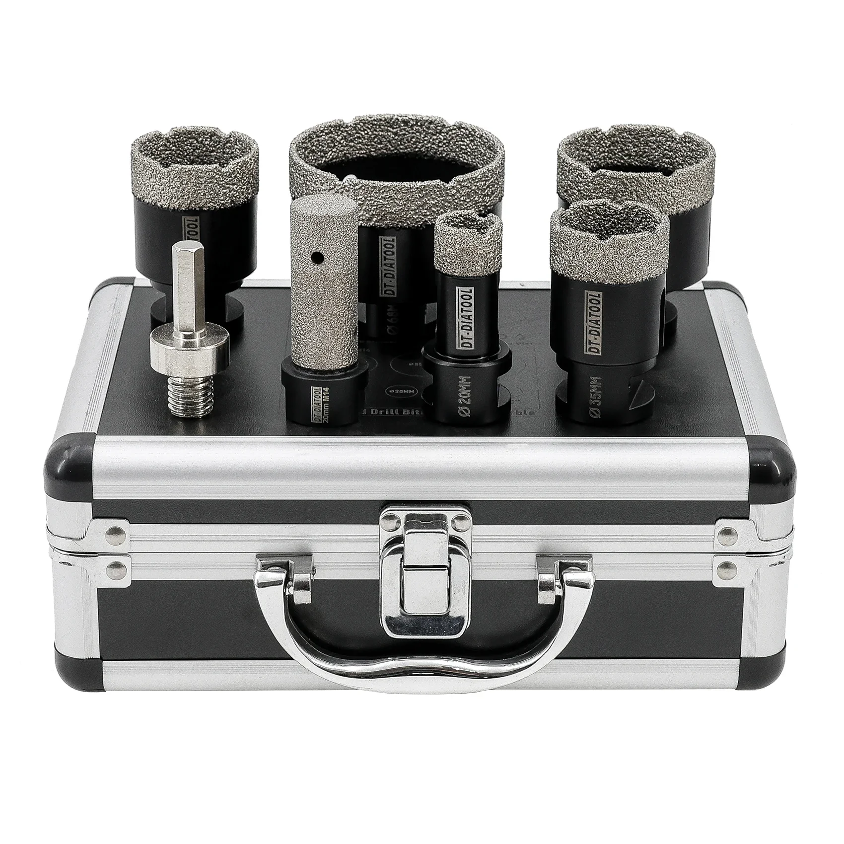 DT-DIATOOL 7 Pz 20/35/40/50/68mm Punte diamantate Set 20mm Punta di fresatura Adattatore Bit per granito Porcellana Sega a tazza Apri
