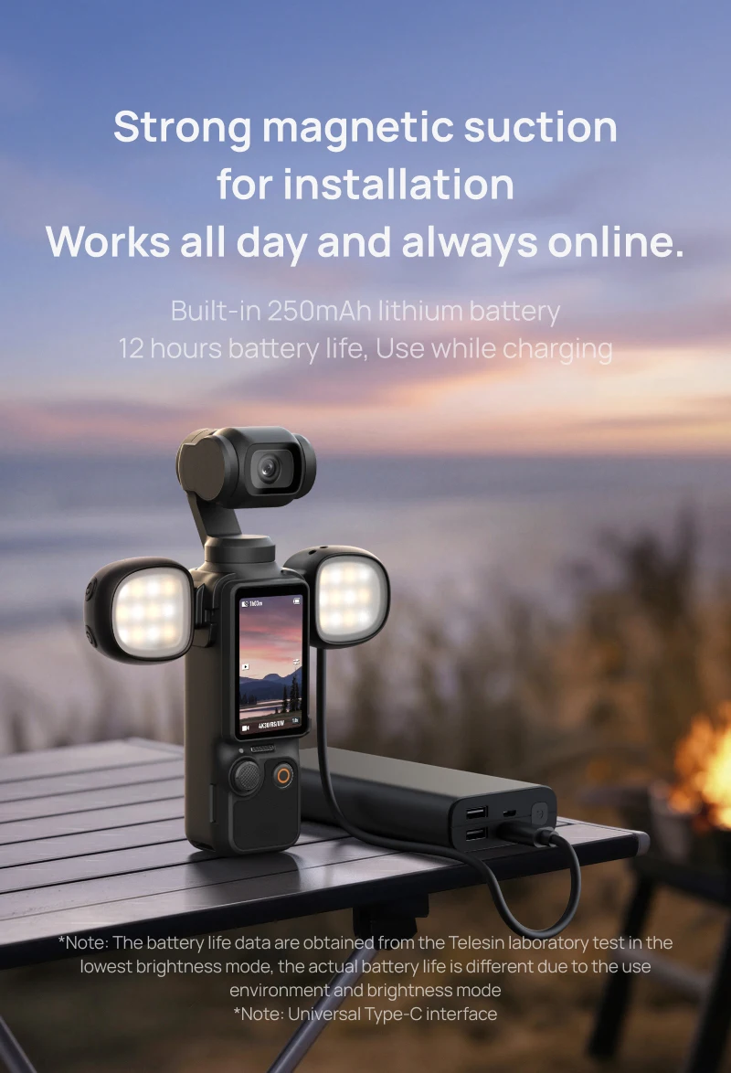 TELESIN Magnetisches Mini-Schnellwechsel-Fülllicht Selfie-Licht für DJI OSMO Pocket 4 4p Mini Schnellwechsel Tragbares Fülllicht – Detail 7
