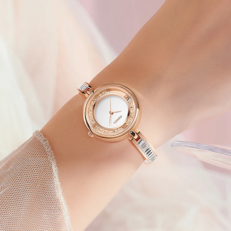 ساعات يد نسائية من الذهب الوردي ، كوارتز ، فولاذ كامل ، ساعة نسائية ، سوار ، علامة تجارية مشهورة ، فاخرة ، سيدات
