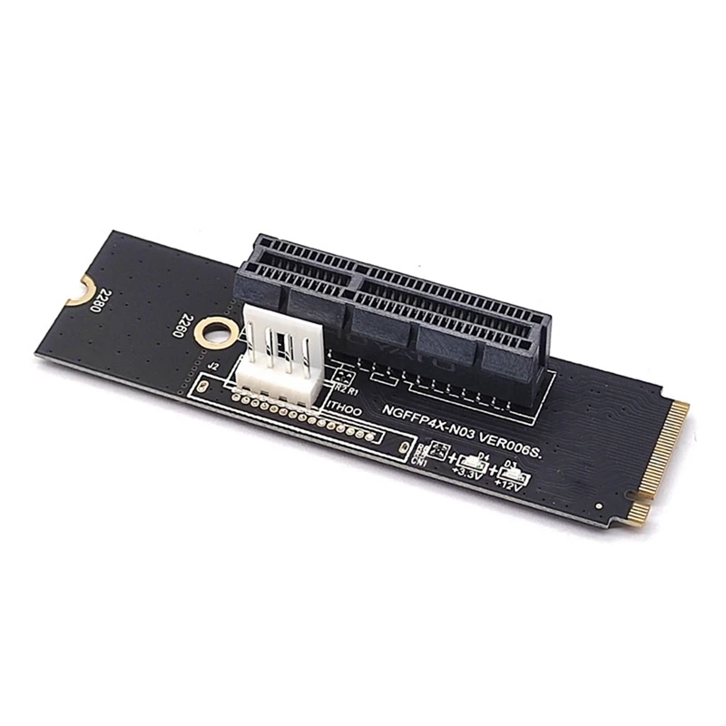 2Pcs NGFF M.2 To PCI-E 4X Riser Card M2 Key M To Pcie X4 With LED Voltage Indicator PCI Express 1X To 16X Adapter Card