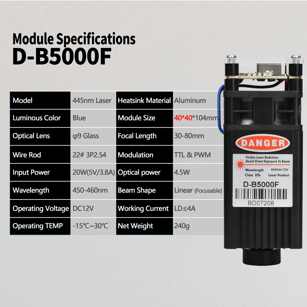 30W Laser Module Head Focusable for CNC Laser Marking Printing Cutting Engraving Writing Machine Engraver Wood Working Tools