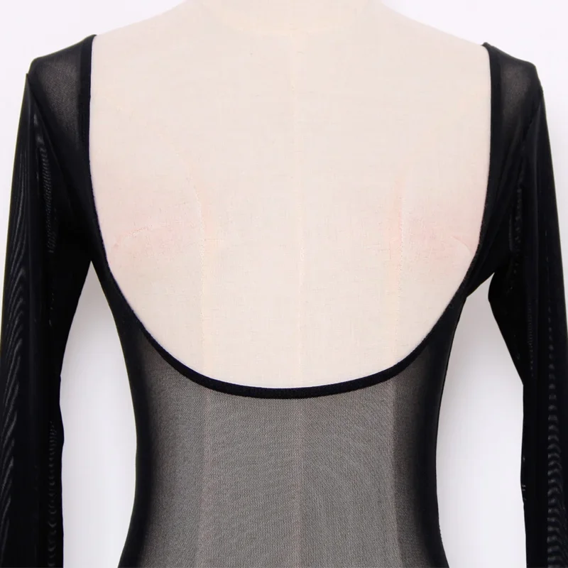 أزياء الرقص الشرقي الشبكية كبار طويلة الأكمام الرقص الشرقي الجسم الأعلى للنساء الرقص الشرقي مثير شفافة عارية أسود طويل قمم