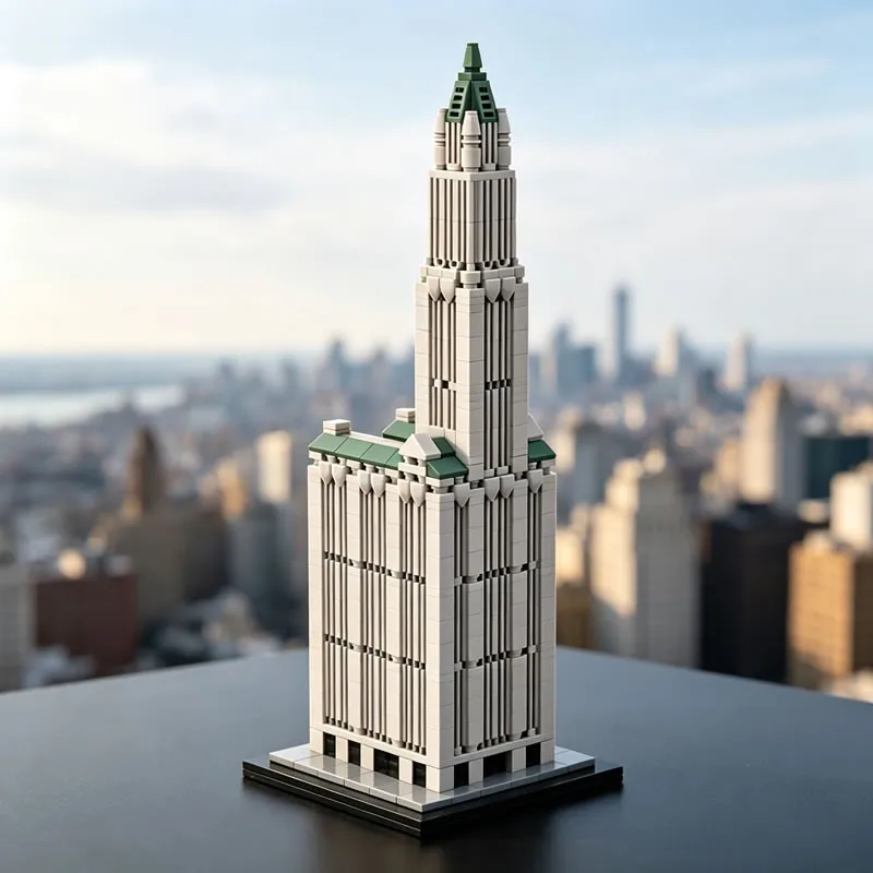 Woolworth Building Blocks MOC Broadway Manhattan Gothic Historic Skyscraper Modern Commerce Tower Plaza Architecture Toy Gift