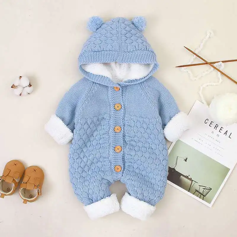 Winter Newborn Hooded Infant Children Clothes Onesie Jumpsuit Baby Girl Romper Windproof Warm Toddler Boys Costume 0 To 2 Years