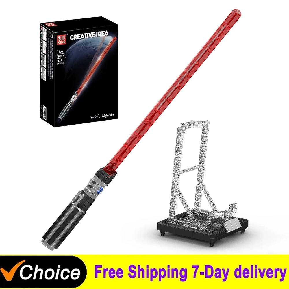 

С оригинальной коробкой Красная Звезда Сабля Световой меч Строительный блок Сборка Фильм Оружие Кирпич со светодиодными деталями Детский рождественский подарок