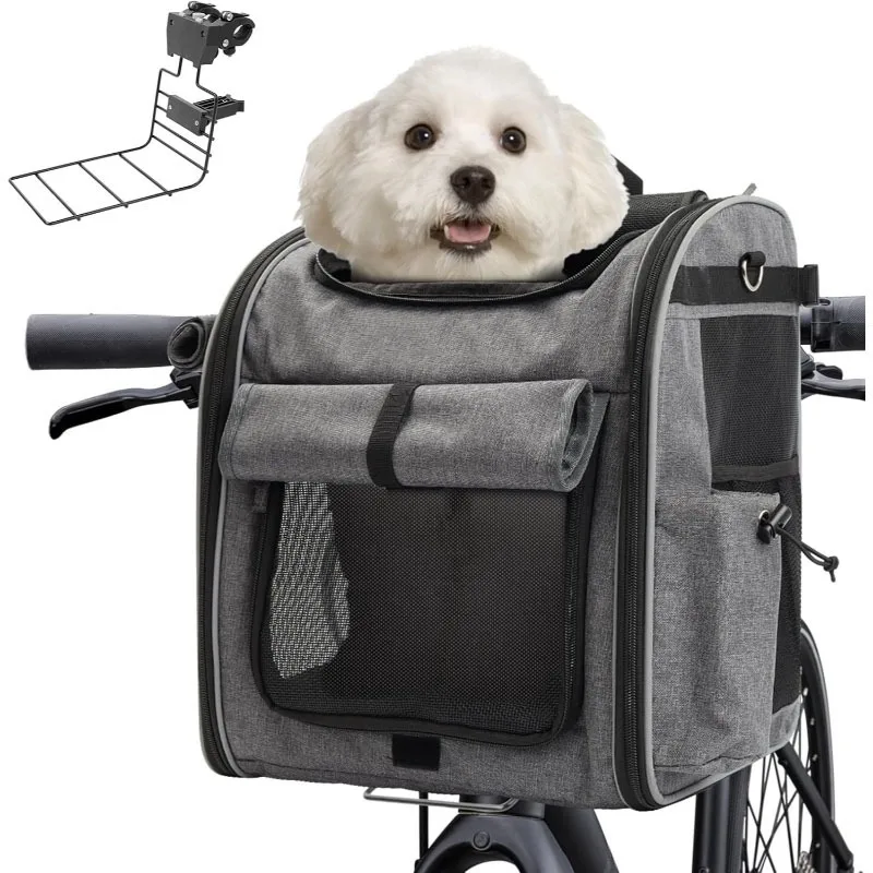 

Foldable Open Doors Mesh Windows Bike Basket Carrier Travel Bag Cat Dog Pet Backpack