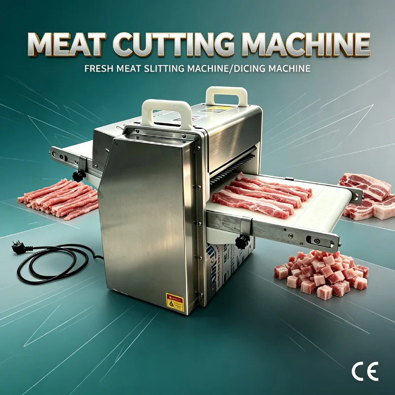 Electric Commercial Fresh Meat Dicing Machine For Beef Chicken Fish Cubes Canteen Restaurant Supermarket Meat Slicer Strip Machi