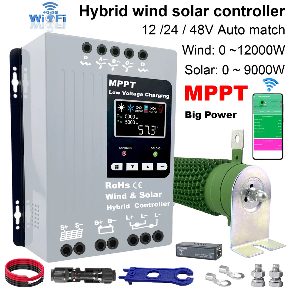 Professioneller Controller MPPT Wind-Solar Hybrid Laderegler 12/24V – Mit Dump Load Für 800W & Lüfter