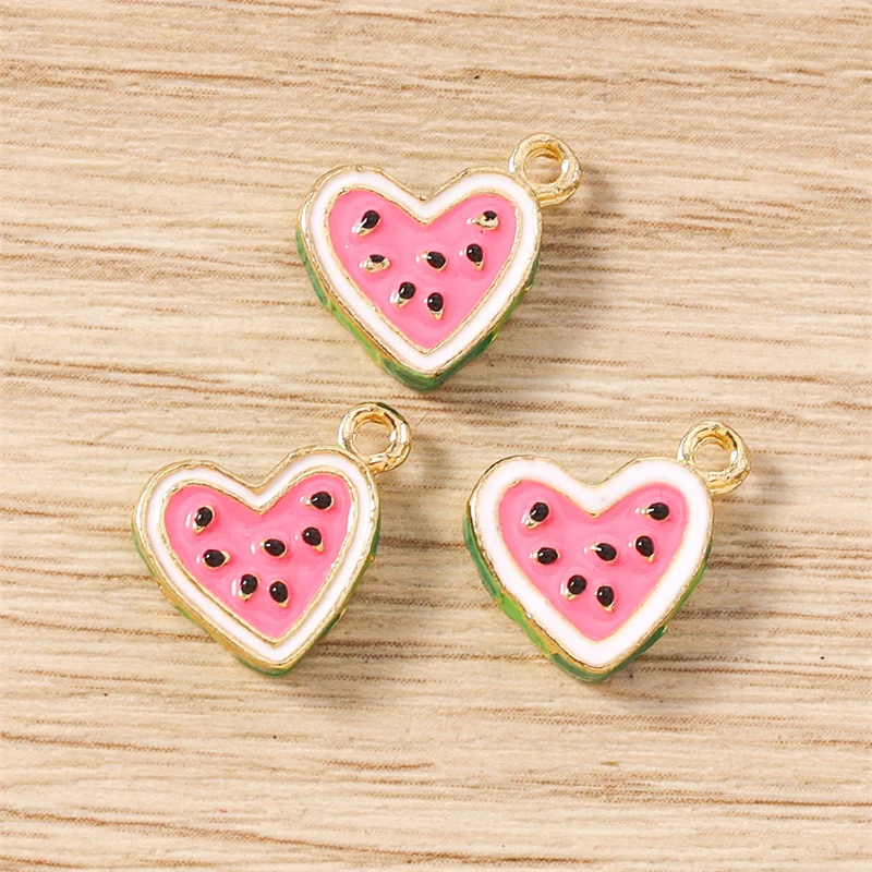 5 Stück süße Obst Charms Emaille Lebensmittel Banane Wassermelone Mais Charms Anhänger für Schmuckherstellung Halsketten Ohrringe DIY Handwerk Geschenke – Detail 7