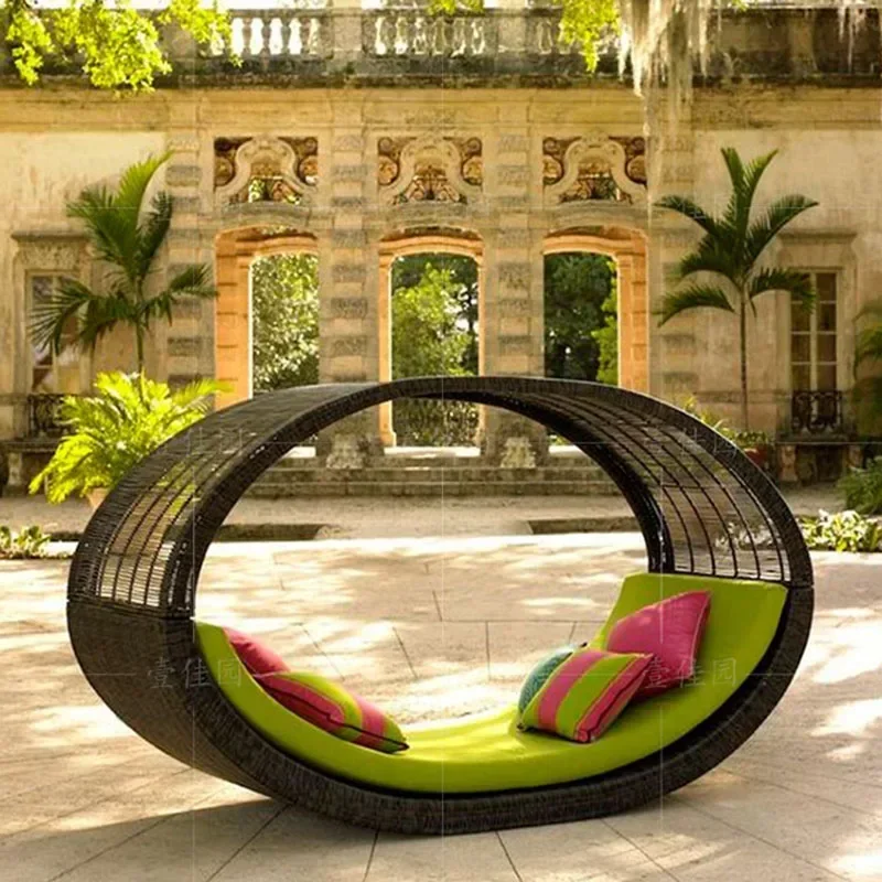 

Popular round Bed Sofa for Courtyard Balcony Swimming Pool Lazy Beach Lounge Chair Comfortable Outdoor Bedding for Relaxation