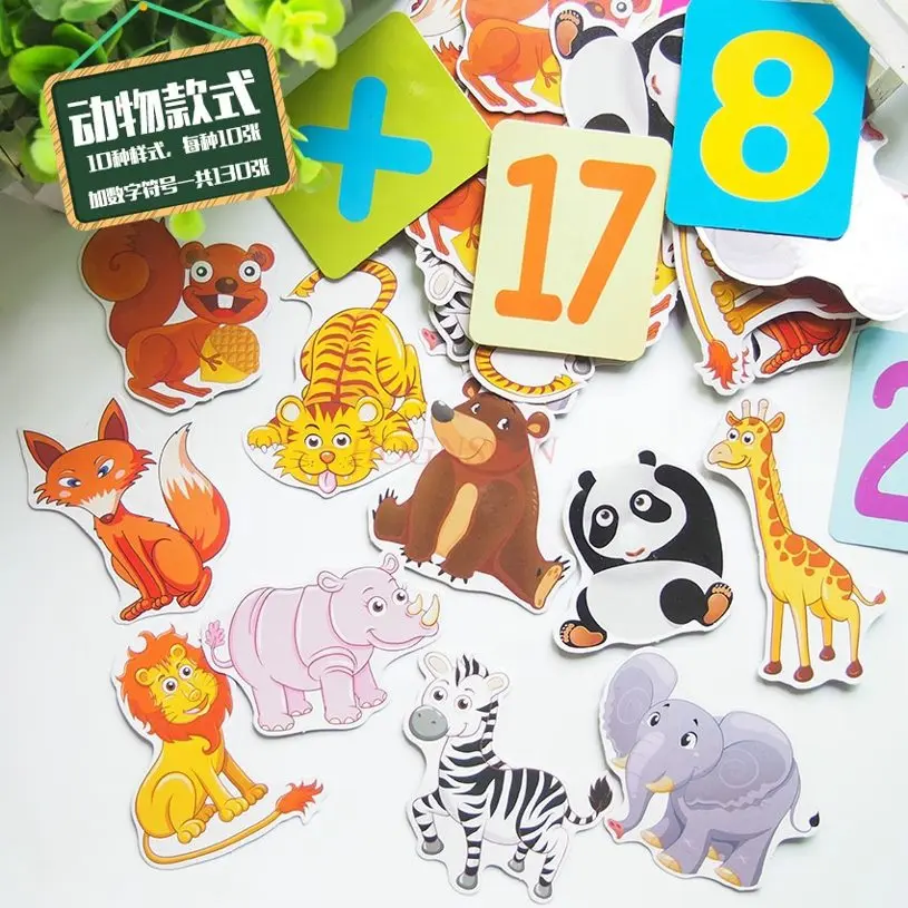 مجموعة واحدة من الوسائل التعليمية للحسابات، ملصقات مغناطيسية للسبورة، بطاقة ملصقات مغناطيسية للحيوانات للتعليم المبكر #4