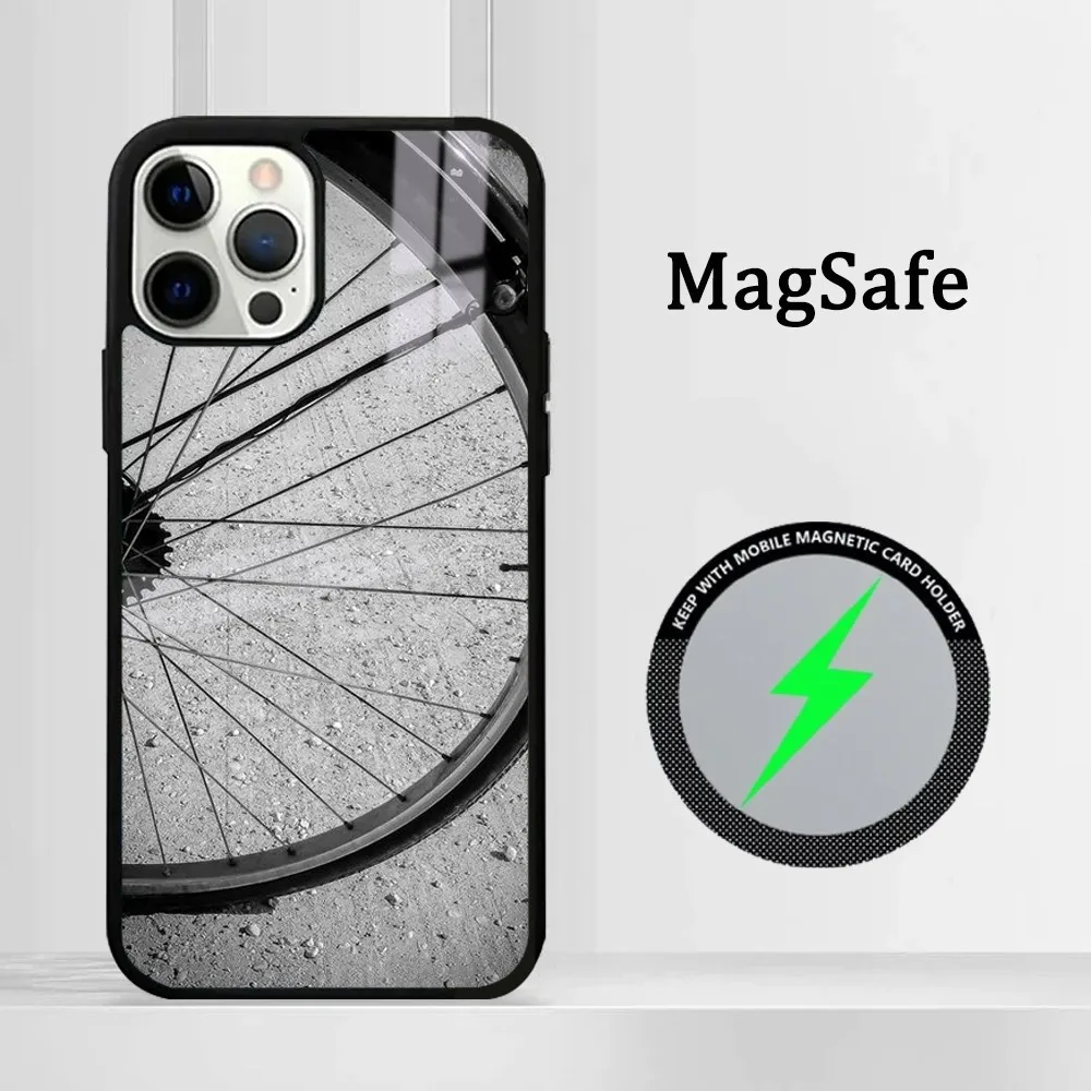 Classic Black Landscape Phone Case For iPhone 15 14 13 12 11 Pro Max Plus Mini Mirror Magnetic Cover