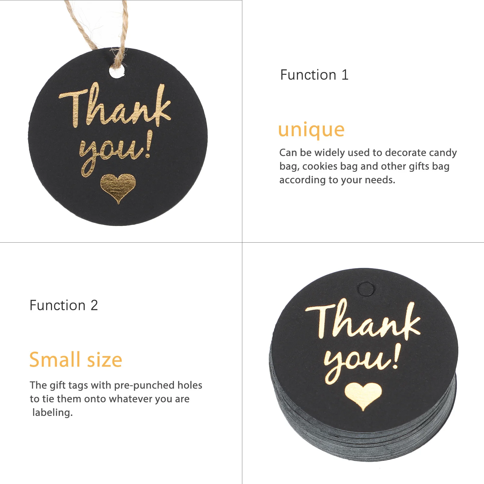 100 قطعة من البطاقات المستديرة المصنوعة من رقائق الذهب مع فتحات مثقوبة مسبقًا لحفلات الزفاف وحفلات أعياد الميلاد وديكور علامات شكرًا لك #1