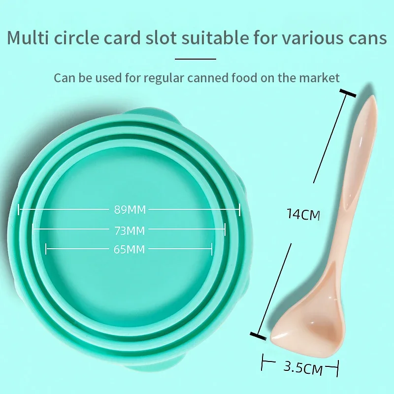 New Portable Silicone Dog Cat Canned Lid 2-in-1Food Sealer Spoon Pet Food Cover Storage Fresh-keeping Lids Bowl Pets Products view 3