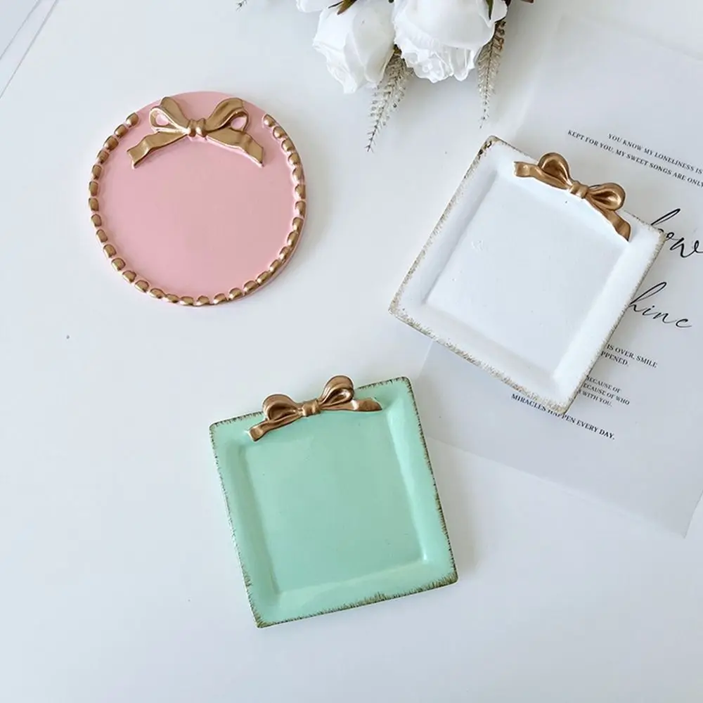 طبق مجوهرات مزخرف من الراتنج ، دعامة صور عتيقة ، صينية تخزين أقراط ، مستديرة ، مربعة ، عرض مجوهرات صغير ، جديدة