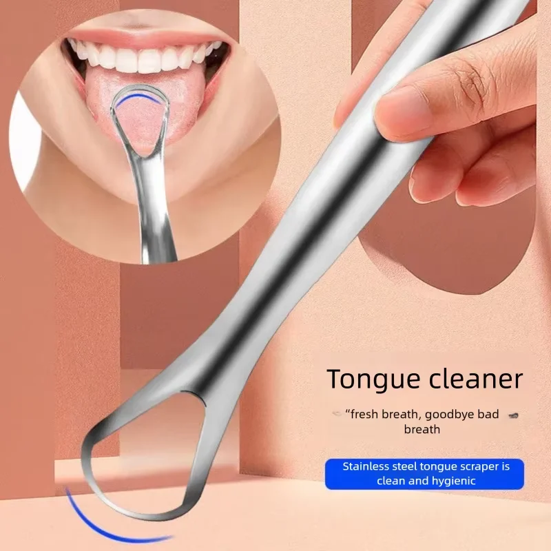 Stainless Steel Tongue Brush & Tongue Scraper, Heavy Duty Oral Cleaner for Bad Breath Removal, Fresh Breath, Gentle Gum Care, Da