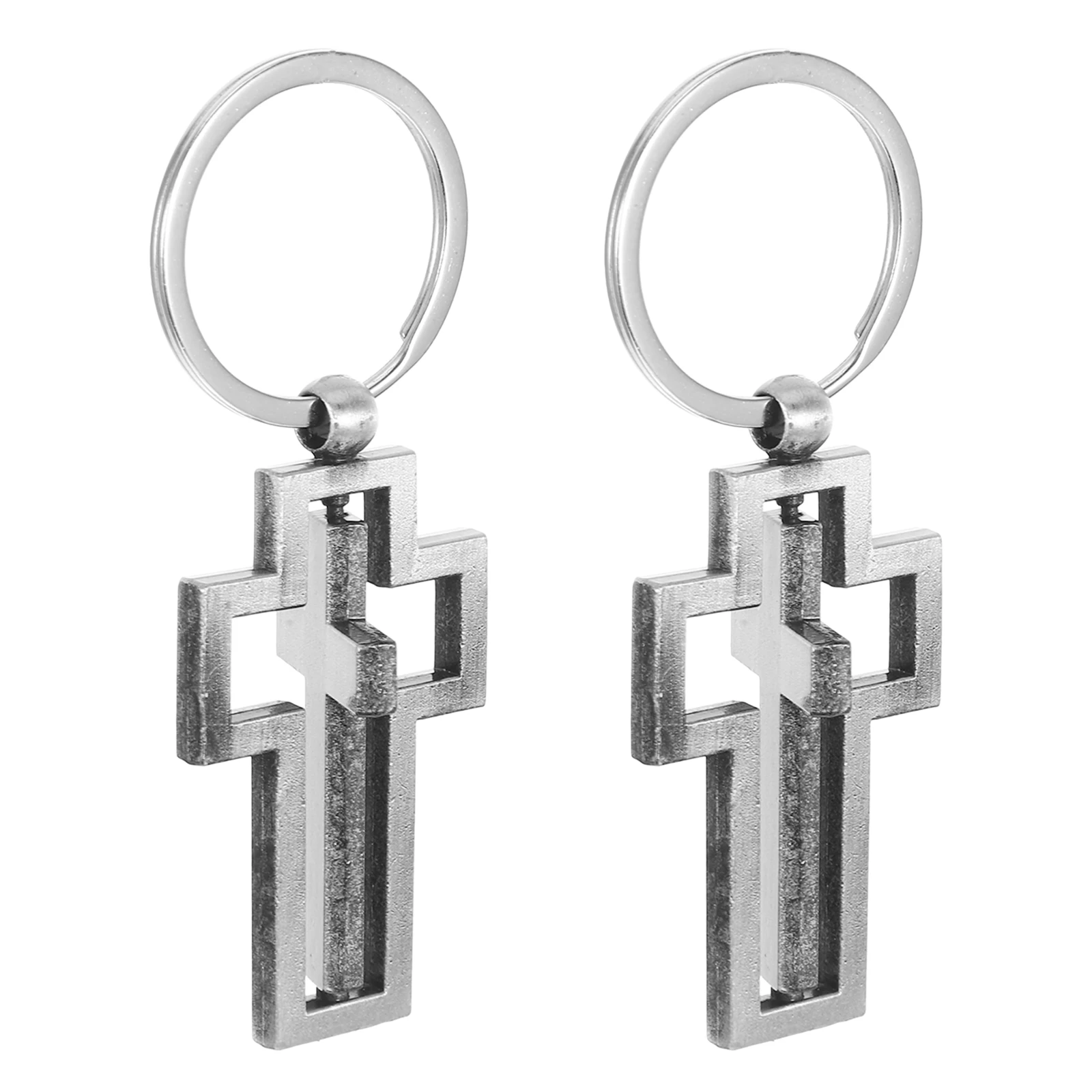

2pcs Metal Cross Keychain Elegant Design for Car Keys Bags Wallets Religious Gifts Scripture Accessories