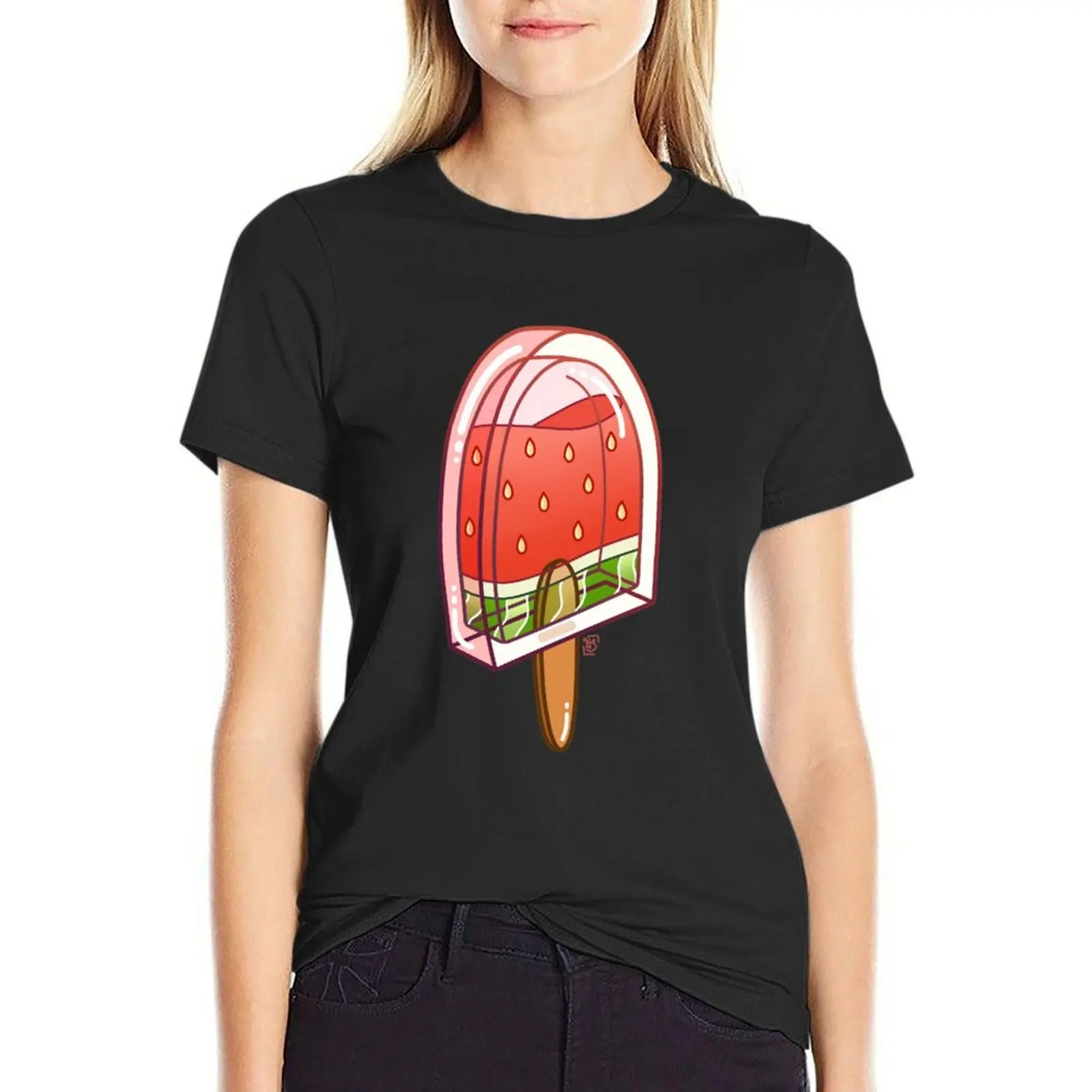 

Watermelon Ice Pop T-Shirt funnys korean fashion Female clothing shirts graphic tees spring clothes Women 2025