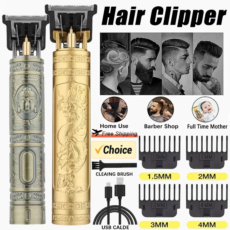 2024 New Vintage T9 Hair Cutting Machine Men\'s Electric Shaver Rechargeable Hair Trimmer Beard Clipper Barber Hair Cut Hot Sale