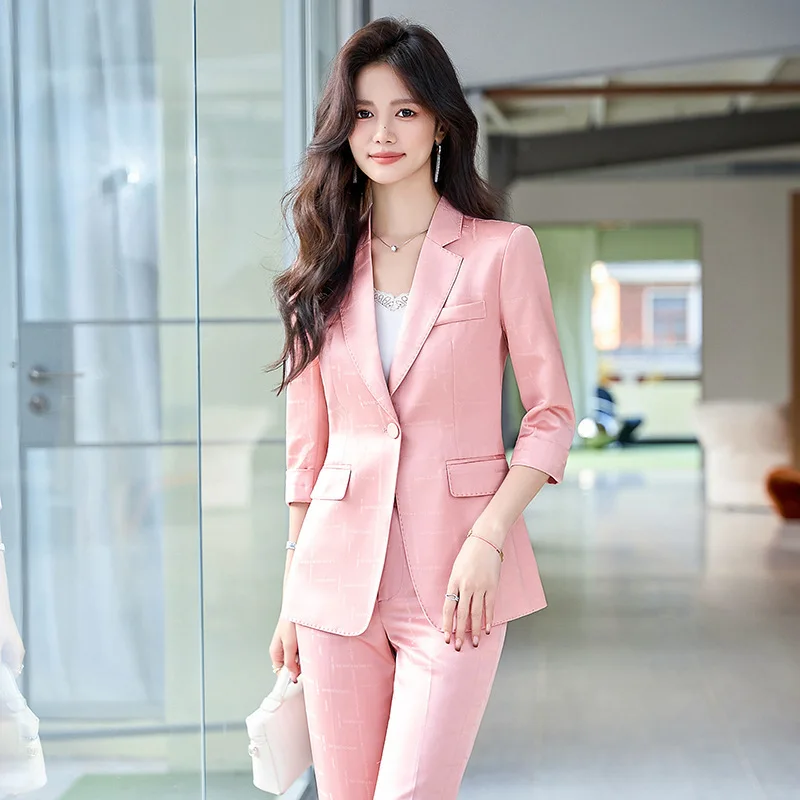 

Formal Uniform Styles Pantsuits Spring Summer Blazers Feminino Career Interview Work Wear Outfits Elegant Professional Pantsuits