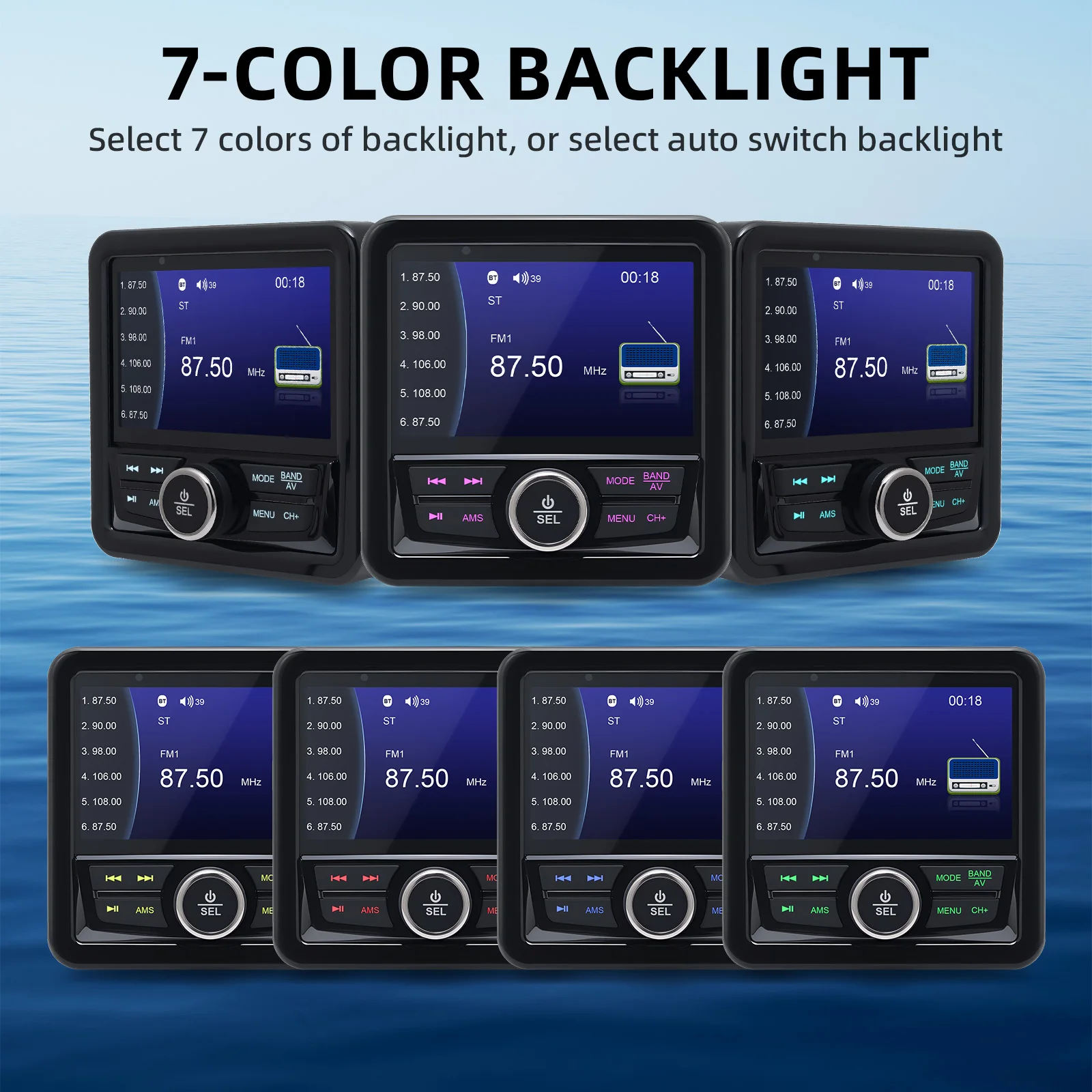 Lettore radio MP5 per barche marine impermeabile Lettore audio stereo multimediale digitale compatibile con Bluetooth per altoparlante SPA RV ATV UTV