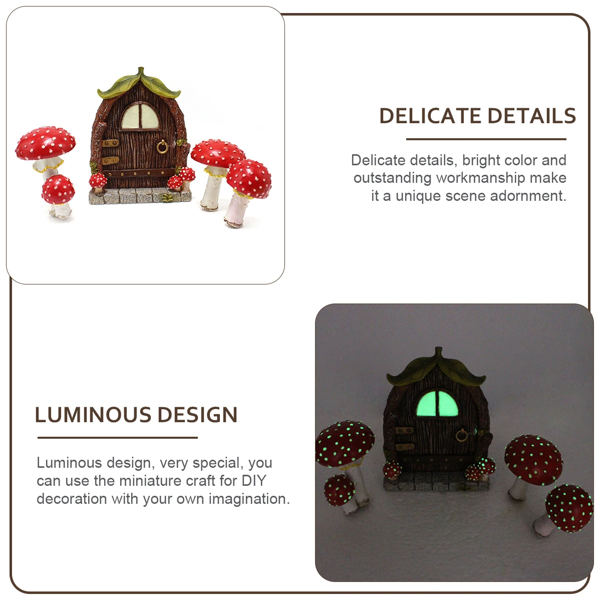 

1Set Night Light Mushroom Resin Adorn Miniature Luminous Bonsai Craft for DIY Garden Decor Mushroom Model Rural Bonsai Decors
