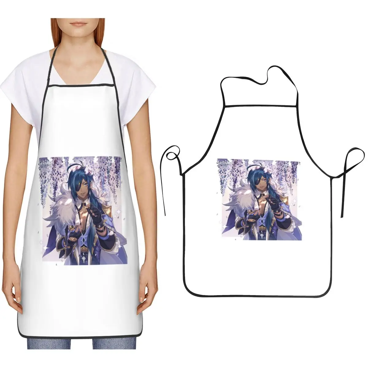 Kaeya Game Genshin Impact Anime Apron Chef Cooking Cuisine Tablier Bib Kitchen Cleaning Pinafore for Women Men Painting