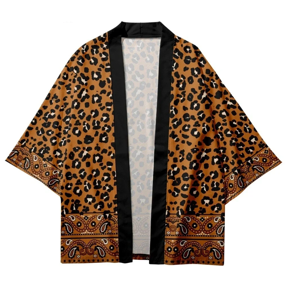 Cardigan Haori imprimé fleur de cajou pour hommes et femmes, vêtements de plage asiatiques, kimono de cosplay japonais Harajuku, à la mode