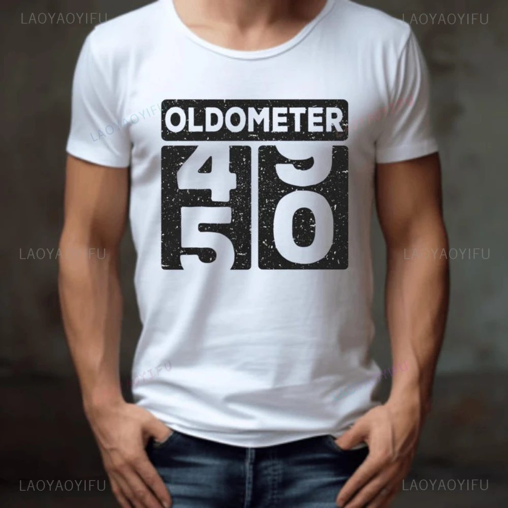 Vintage 50th Birthday Printed T-shirt for Men Women Funny Oldometer 50 AF Vintage Tee Born in 1975 Gift High Quality Cotton Tops