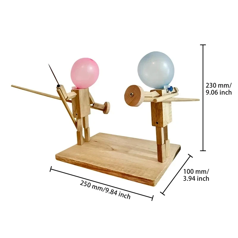 Juguete de batalla de hombre de bambú, marioneta de esgrima de madera hecha a mano, juego de batalla de dos hombres, juego de lucha de globos para