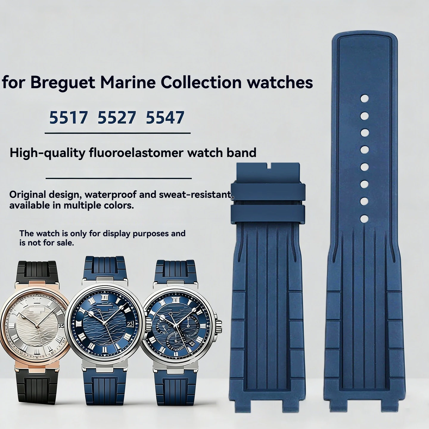 

Ремешок из фторкаучука для Breguet Marine Series 5517, 5527, 5547, специальный вогнуто-выпуклый резиновый спортивный водонепроницаемый ремешок для часов