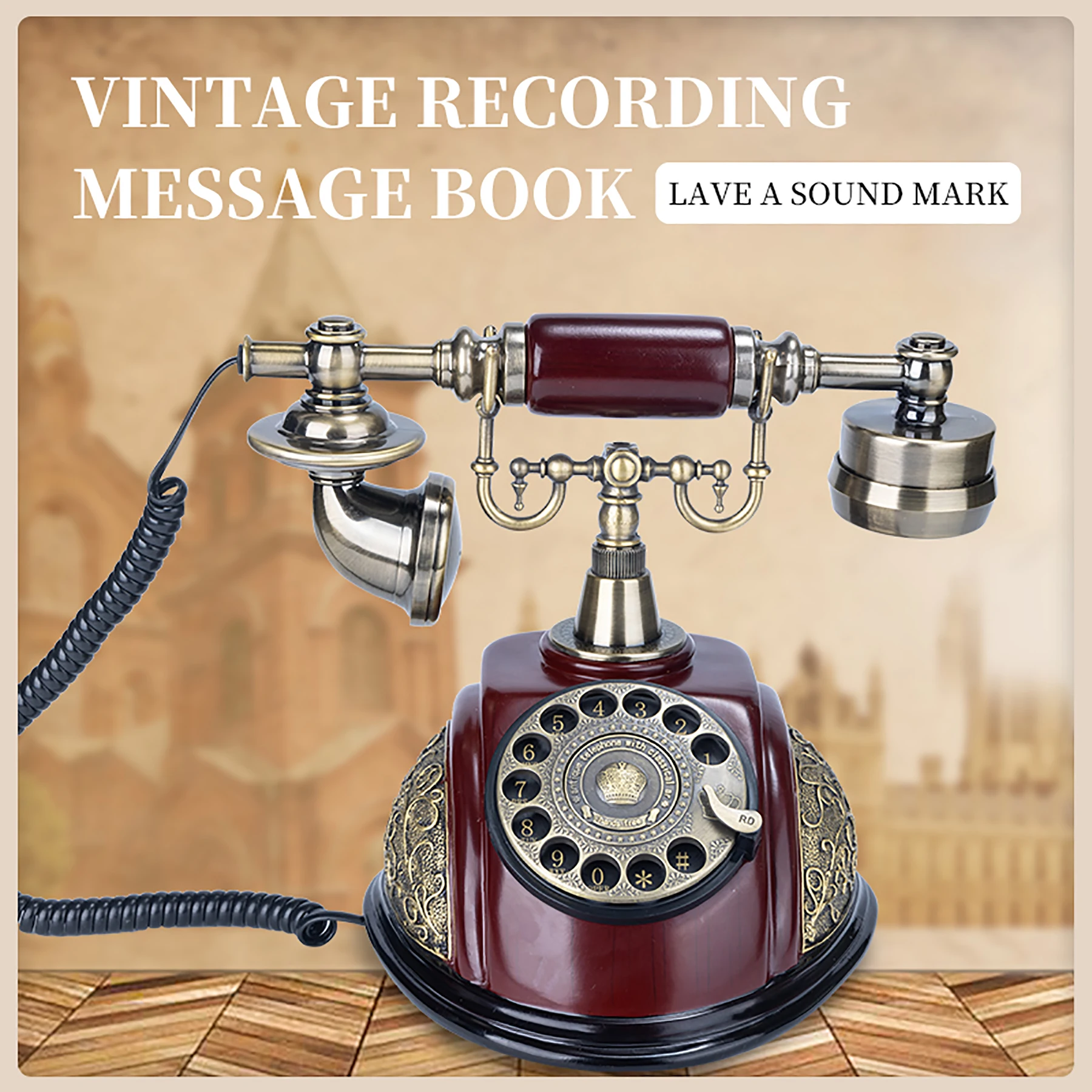 Retro Roulette Audio Message Telephone Wedding Birthday Party Blessings Message Book HD Sound Recorder Reunion Guestbook