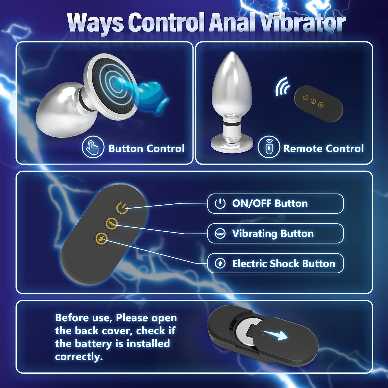 Electric Shock Anal Plug BDSM Metal Vaginal Massager Wireless Remote Control Vibrator Adult Supplies Sex Toys for Men Women image 5