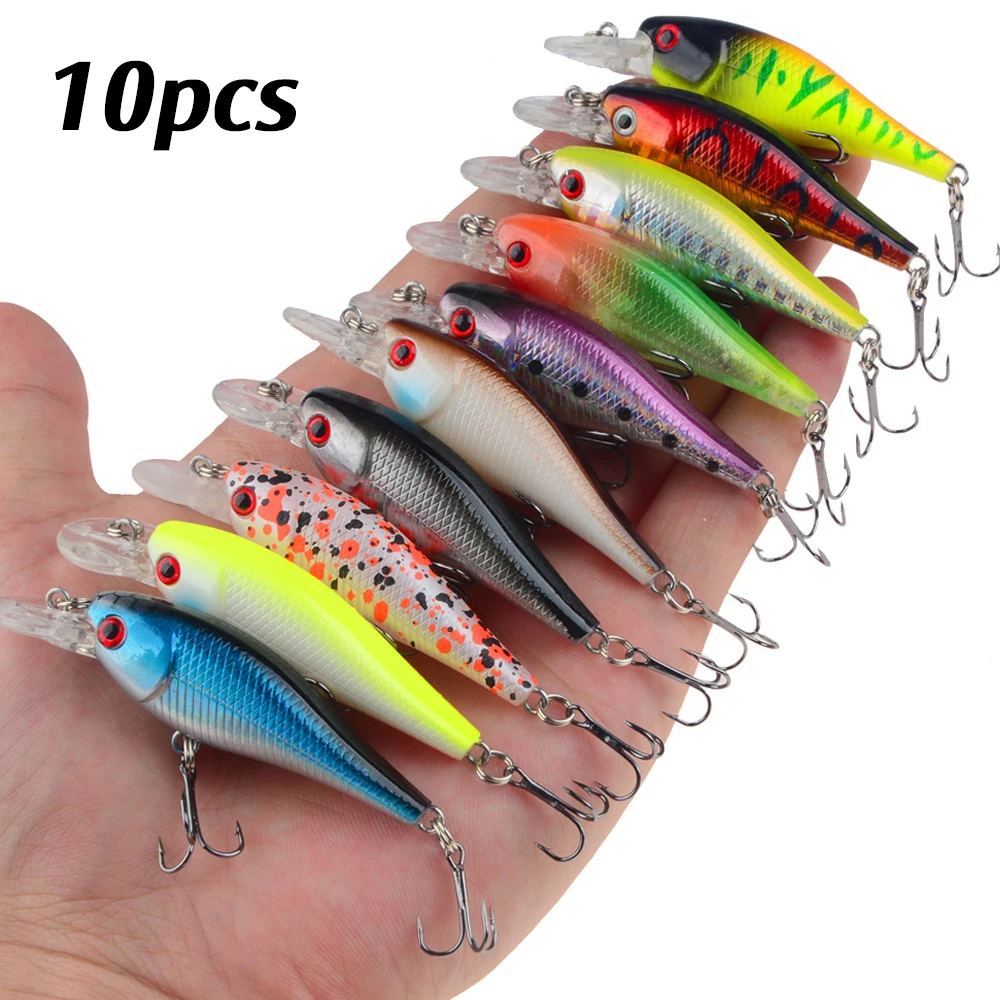 

10 шт., джеркбейт гольяна Pesca, воблер для глубокого дайвинга, искусственная жесткая приманка, окунь, щука, карп, воблер, рыболовная приманка, снасти