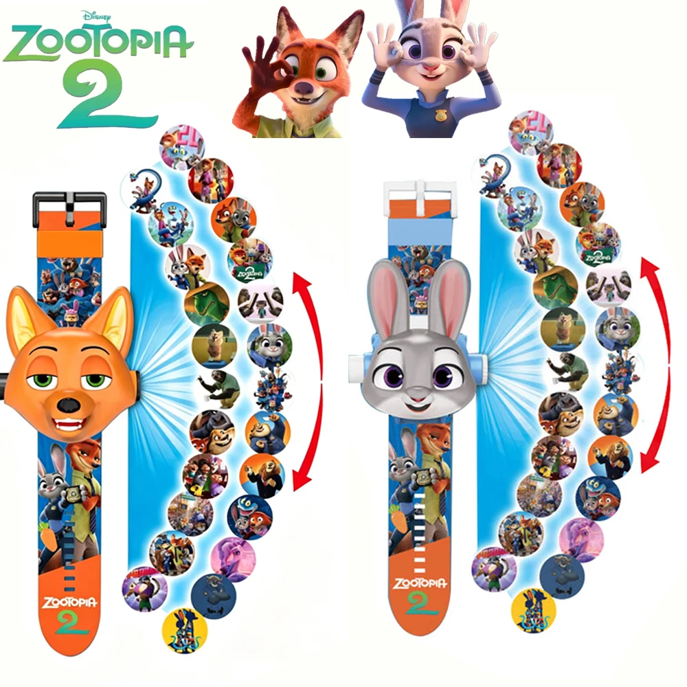 

NEW Zootopia Projection Watch with 24 Adorable Images, Flip Cover & Light-Up Feature – A Magical Gift for Little Fans!