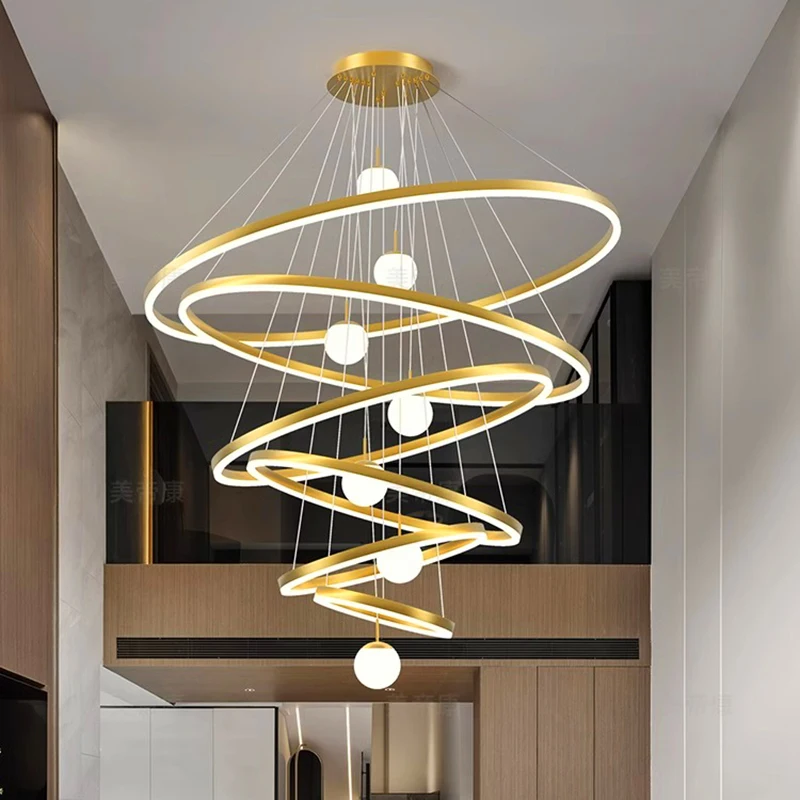 Modern Gold Ceiling Chandelier for Table Dining Living Room Kitchen Island Pendant Lamp Home Decor Indoor Lighting Stair Fixture