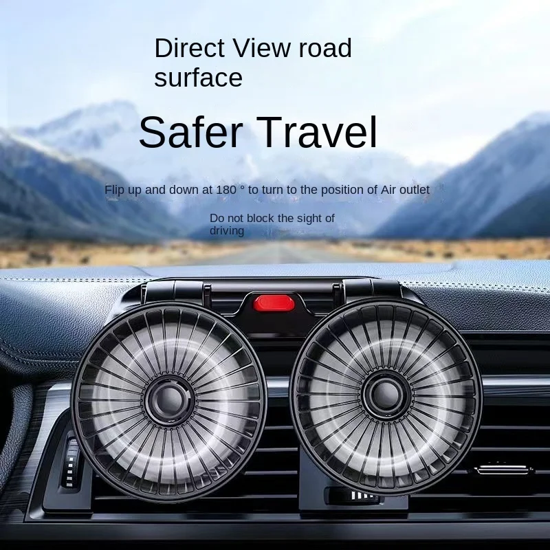 Car Fan 360° Adjustable 3 Head Air Fan Automotive Electric Fan USB/12V/24V Fan 2 Speeds Car Silent Fan for Home Desk Office&Car