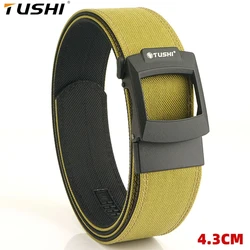 TUSHI Brand 4.3cm Wide Thickened gun hanging double-layer nylon waist belt versatile outdoor men tactical automatic buckle